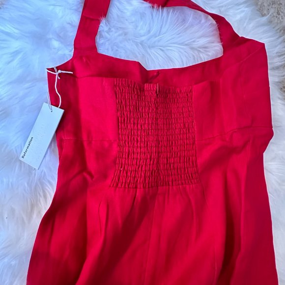 Reformation Isha Linen Dress in Cherry - Picture 12 of 15